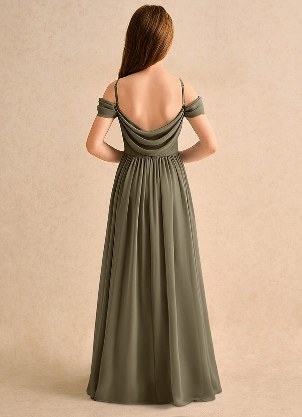 Azazie Shia Girls Formal Flower Girl Dresses Willow Green A-Line Off the Shoulder Chiffon Dress image1