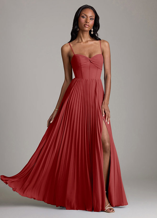 Azazie Akiko Vestidos de dama de honor Vestido de Óxido de Gasa de Línea A con Escote de Corazón image1