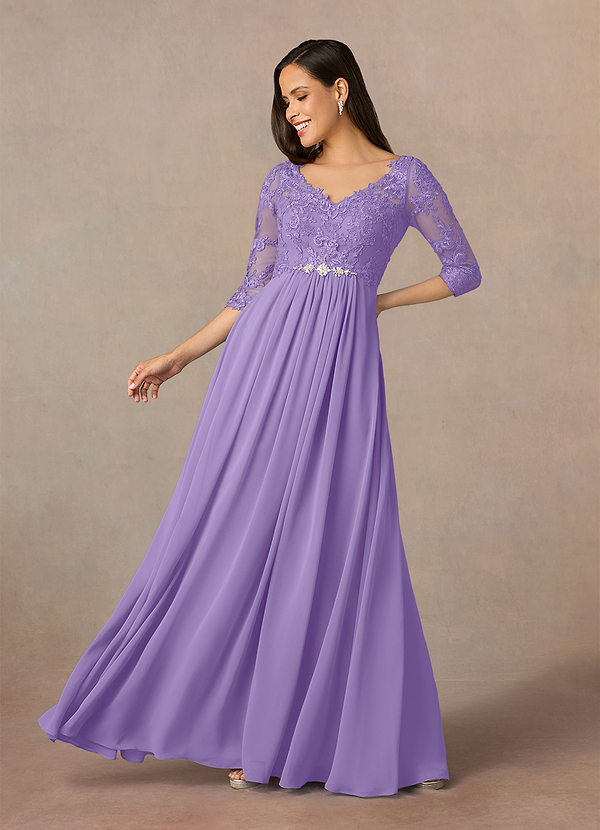 Simple Long Chiffon Dress with Lace Decor Tahiti