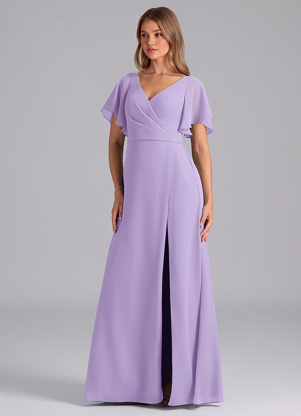 Azazie Ambrosia Bridesmaid Dresses Lilac A-Line Pleated Chiffon Dress image1