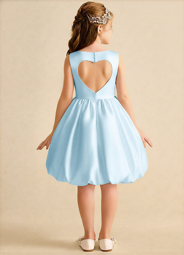 Azazie Nirvana Bloemenmeisjes Jurken Baljurk Jurk van Mat Satijn Ruches Hemelsblauw image1