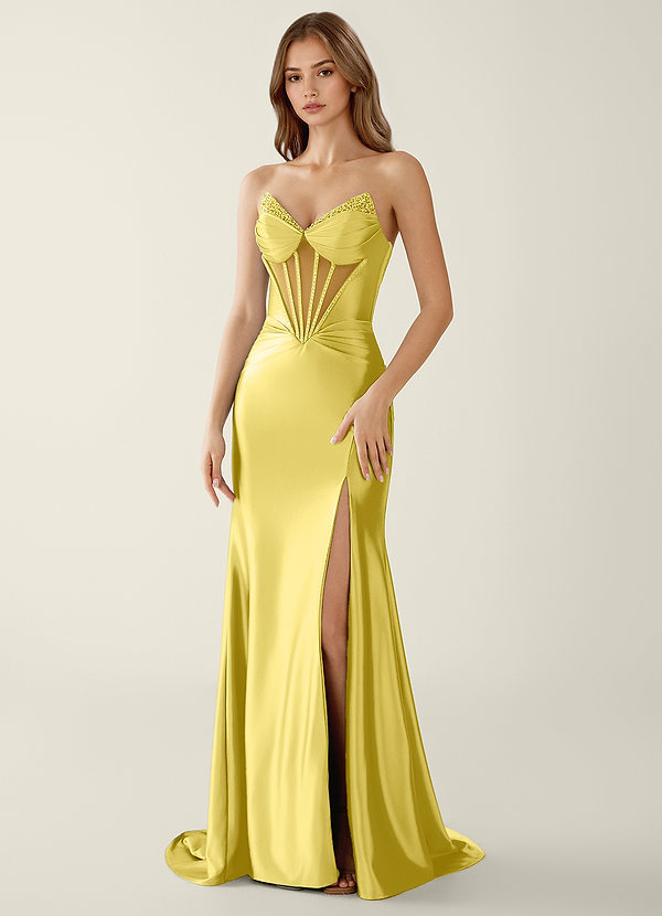 Theia Lemon Sorbet V-Neck Corset Mermaid Prom Dress image1
