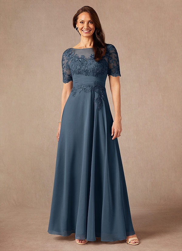 Azazie Raissa Mother of the Brides Dresses Neptune A-Line Lace Chiffon Dress image1