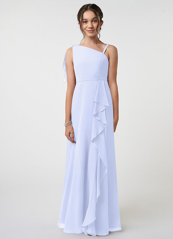 Azazie Aidy Junior Lavender A-Line Bow Chiffon Dress image1