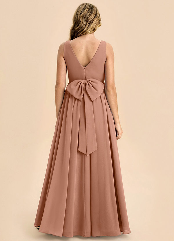 Azazie Hathaway Junior Bronzer A-Line Bow Chiffon Dress image1