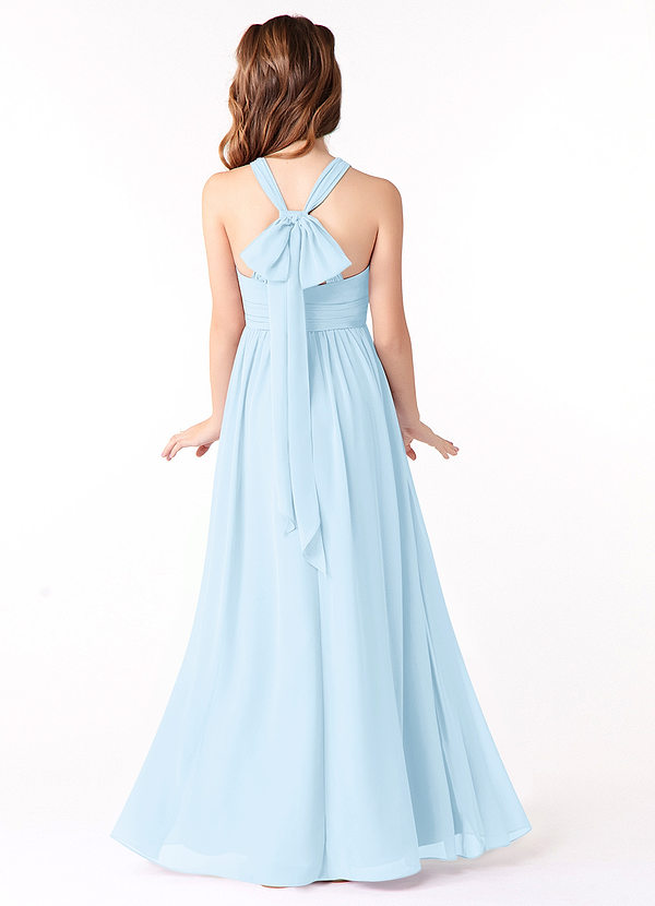 Azazie Jaylah Junior Sky Blue A-Line Ruched Chiffon Dress image1