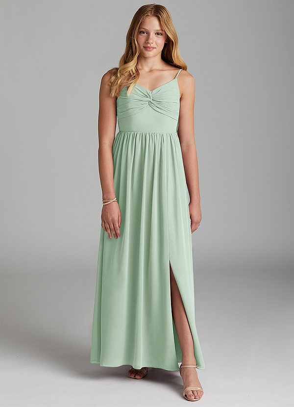 Azazie Zeya Junior Agave A-Line Chiffon Dress image1
