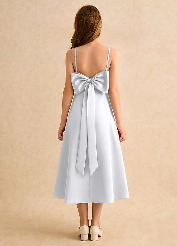 Azazie Jaella Girls Formal Klänningar för brudeflicka Klä A-Line i Matt satäng Plisserad image1