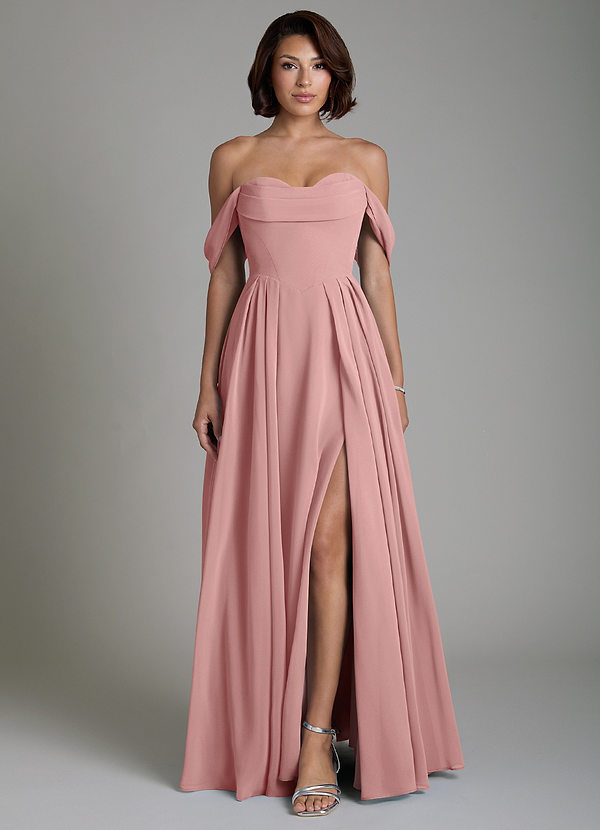 Azazie Loisa Bridesmaid Dresses Dusty Rose A-Line Corset Chiffon Convertible Dress image1