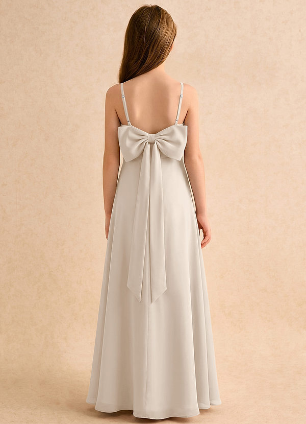 Azazie Jaella Girls Formal Flower Girl Dresses White Alabaster A-Line Pleated Chiffon Dress image1