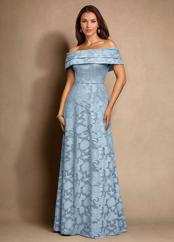 Azazie New Britain Mother of the Brides Dresses Sky Blue A-Line Pleated Floral Burnout Dress image1