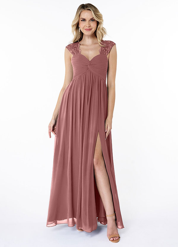 Azazie Basset Bridesmaid Dresses A-Line Sweetheart Neckline Chiffon Floor-Length Dress image1