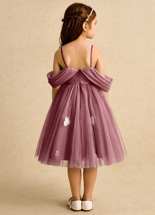 Azazie May Flower Girl Dresses Merlot Ball-Gown Pleated Tulle Dress image1