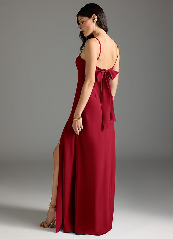 Azazie Melia Bridesmaid Dresses Scarlet A-Line Bow Stretch Crepe Dress image1