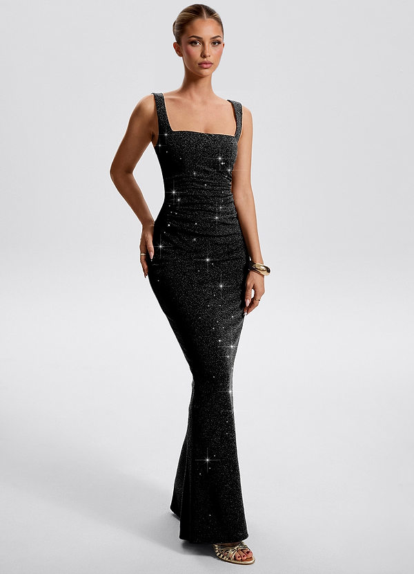 Eira Black Rhinestones Maxi Dress image1