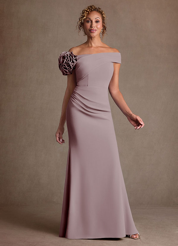 Azazie Gwynne Brautmutterkleider Meerjungfrau-Linie Schulterfrei Stretch-Krepp Kleid Vintage Mauve image1