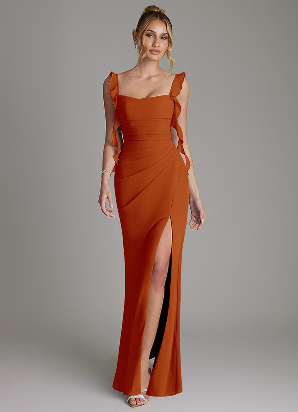 Azazie Jessamine Bridesmaid Dresses Paprika Mermaid Corset Chiffon Dress image1