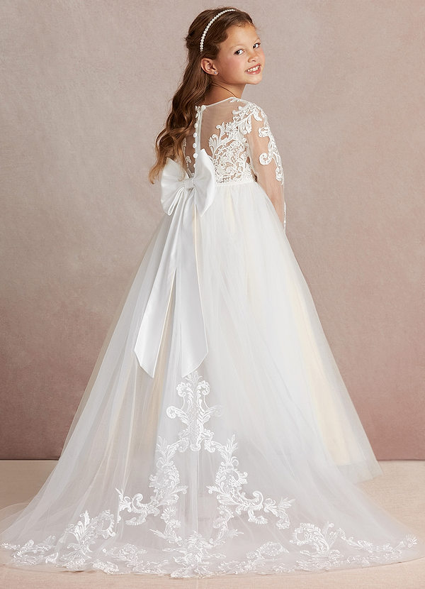 Azazie Elodie Blumenkinder Kleider Ballkleid Spitze Kleid Elfenbein Champagner image1