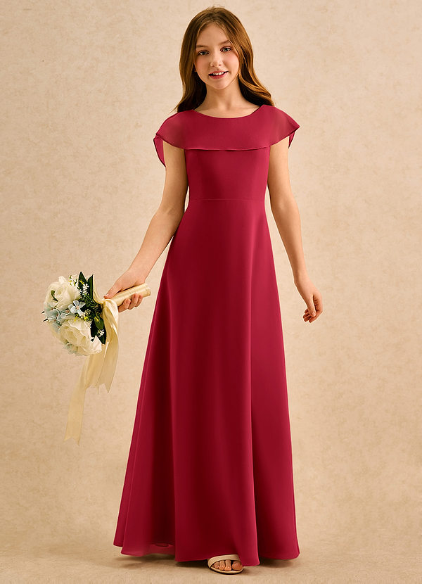 Azazie Kittie Girls Formal Sukienki dla dziewczynek sypiących kwiaty Linia A Szyfon Długość podłogi Sukienka image1