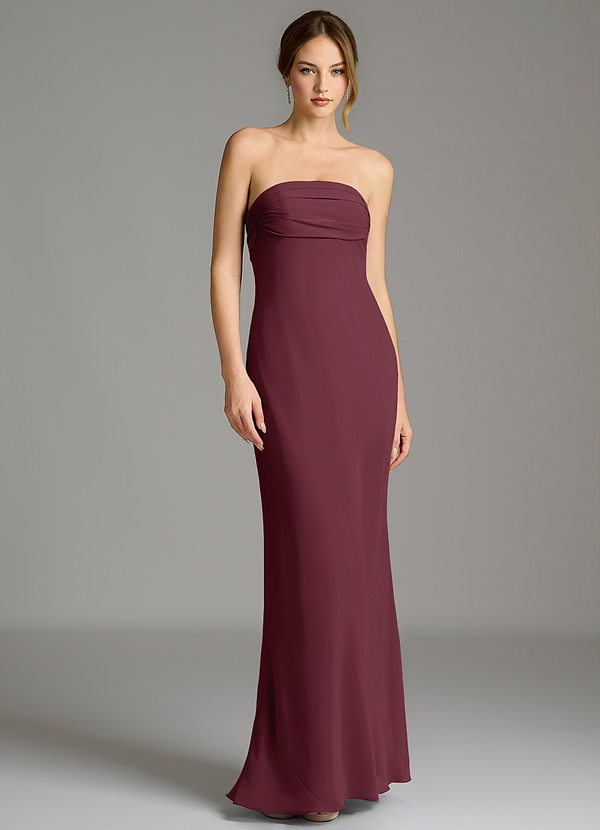 Azazie Ailanie Bridesmaid Dresses Cabernet Mermaid Strapless Chiffon Dress image1