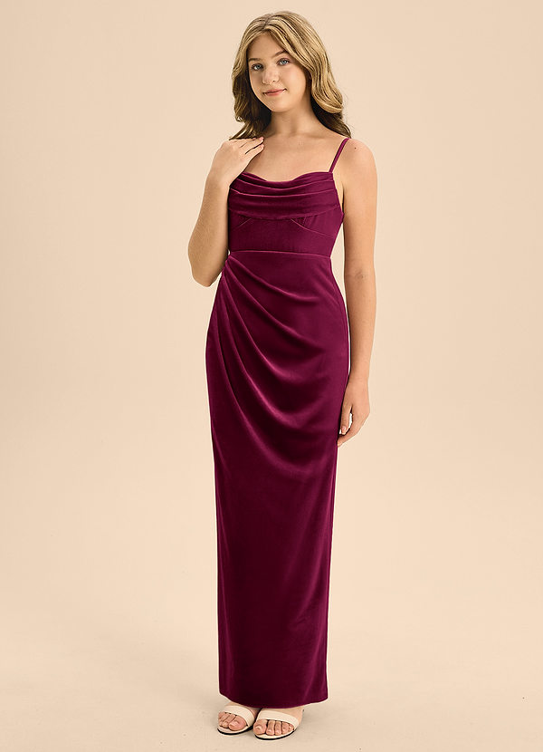 Azazie Mai Junior Cabernet A-Line Sweetheart Neckline Velvet Dress image1
