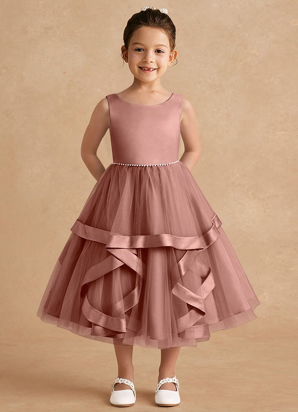 Azazie Posy Flower Girl Dresses Cedar Rose A-Line Beaded Tulle Dress image1