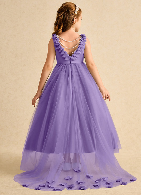 Azazie Lorita Robes de Fillette d'Honneur Robe Trapèze en Tulle Perlé Tahiti image1