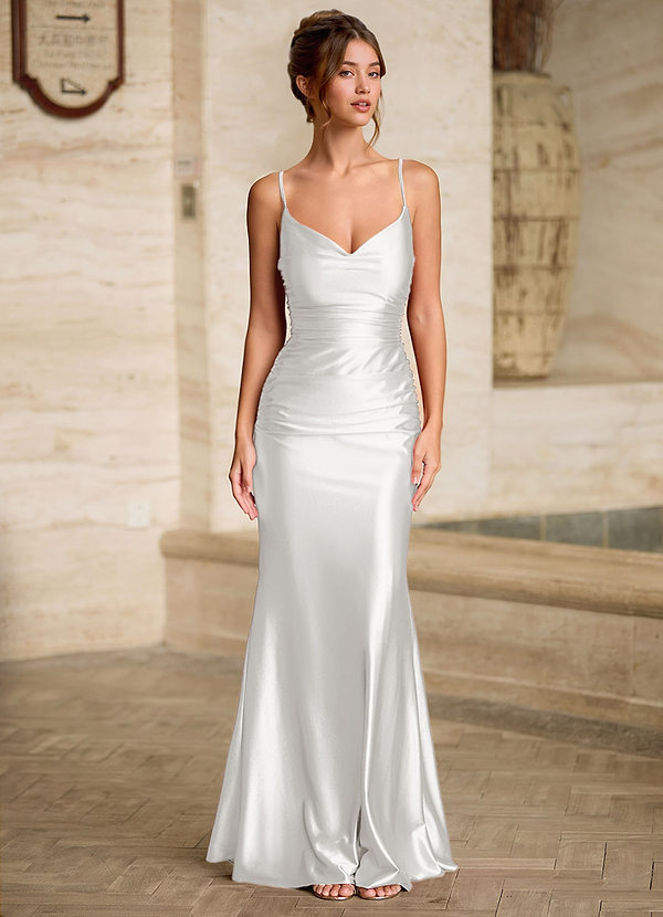 Scarlett White Backless Lace-up Mermaid Prom Dress image1