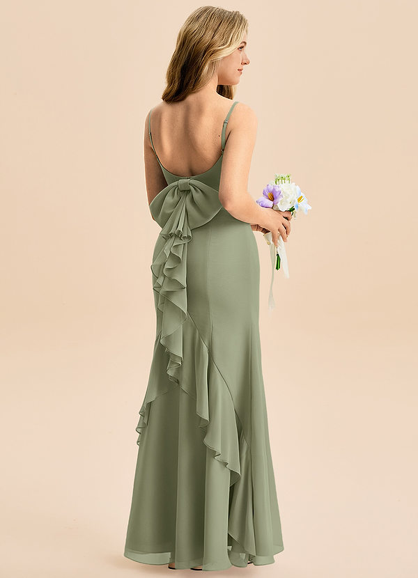 Azazie Lioren Junior Robe Sirène en Mousseline de soie Arc Pistache image1