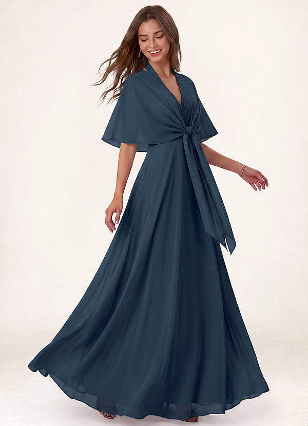 front Azazie Sciarpa in chiffon in tinta con allacciatura frontale