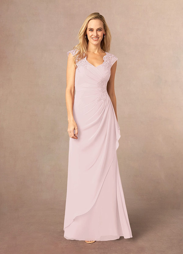 Azazie Gladys Mother of the Brides Dresses Blushing Pink A-Line Queen Anne Lace Chiffon Dress image1