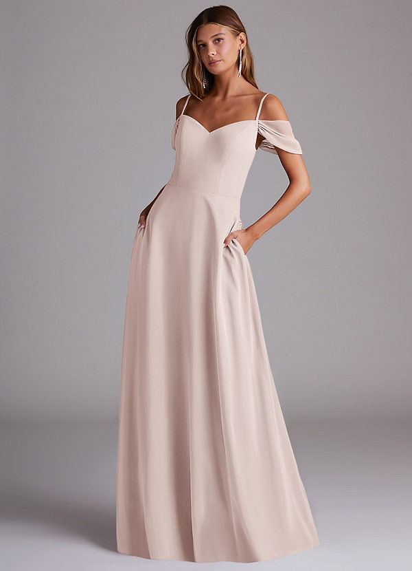 Azazie Marley Bridesmaid Dresses Rose Petal A-Line Off the Shoulder Chiffon Convertible Dress image1
