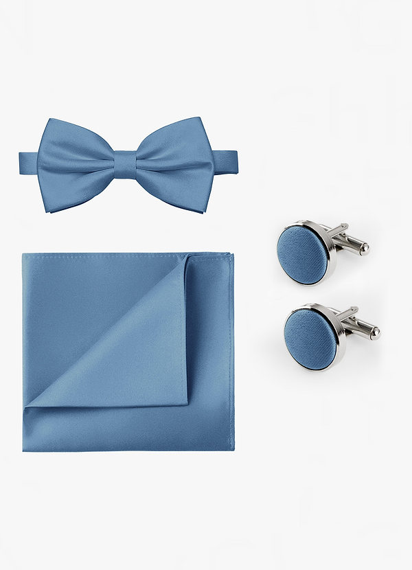 front Matching Bow Tie & Pocket Square & Cuff Links Set