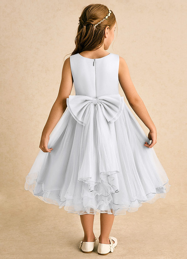 Azazie Lass Flower Girl Dresses White A-Line Bow Tulle Dress image1
