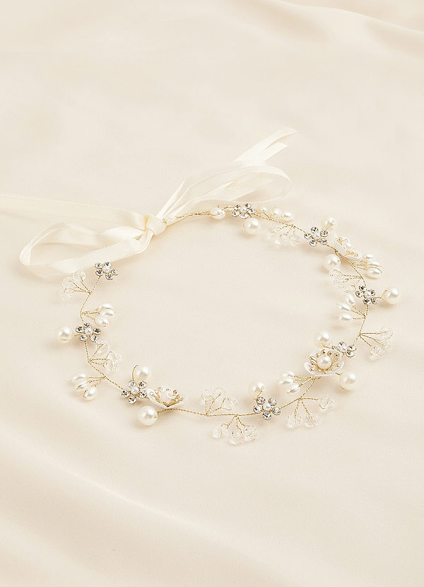 front Pearl And Crystal Floral Headband