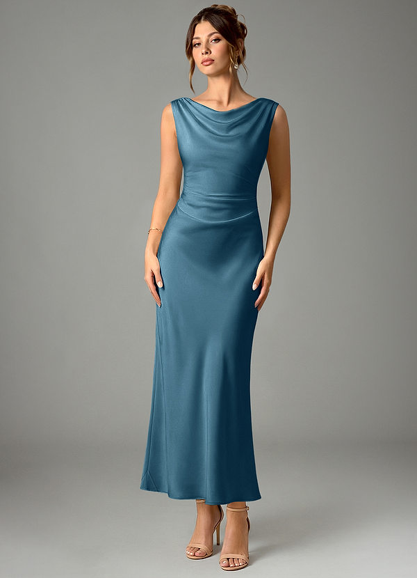 Azazie Kieryn Bridesmaid Dresses Bermuda Mermaid Pleated Stretch Satin Dress image1