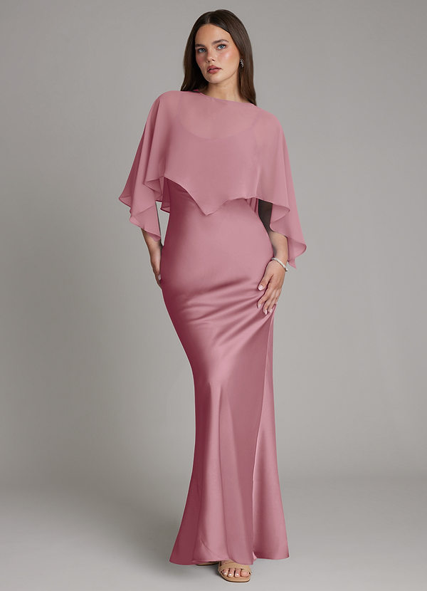 Azazie Ambra Bridesmaid Dresses Vintage Mauve Mermaid Pleated Stretch Satin Dress image1