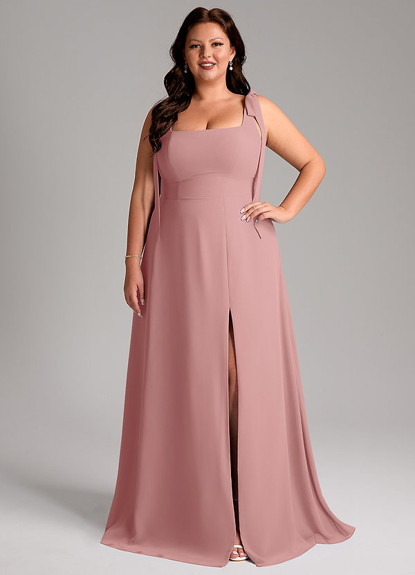 Azazie Debra Bridesmaid Dresses Dusty Rose A-Line with Pockets Chiffon Convertible Dress image1