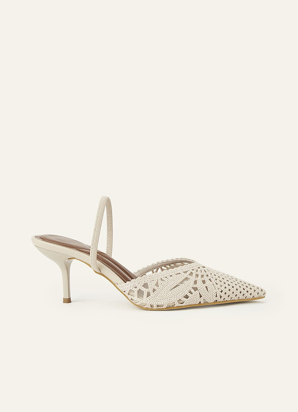 front Slingback hakken van geweven mesh voor dames, spitse neus, elegante hoge hakken voor bruiloften