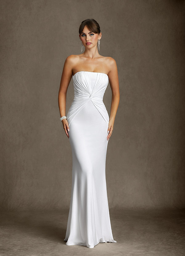 Araya Wedding Dresses Diamond White Sheath Strapless Jersey Satin Dress image1