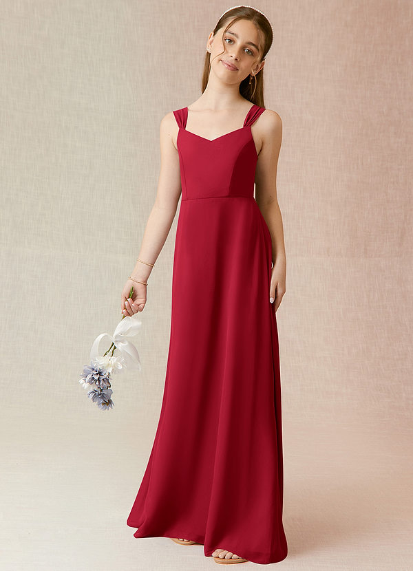Azazie Denice Junior Scarlet A-Line Chiffon Dress image1