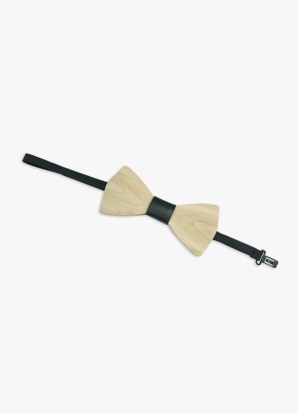 back Light Wood Textured Bow Tie