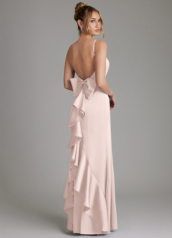 Zherra Bridesmaid Dresses Blushing Pink Mermaid Bow Stretch Satin Dress image1