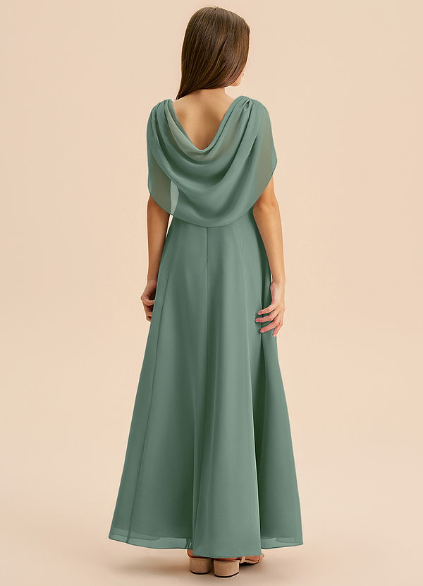 Azazie Lambie Junior Eucalyptus A-Line Pleated Chiffon Dress image1