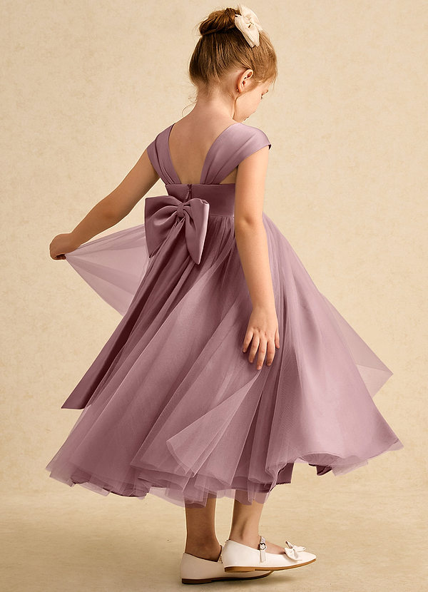Azazie Chickadee Flower Girl Dresses Dusty Rose Ball-Gown Sweetheart Neckline Matte Satin Dress image1