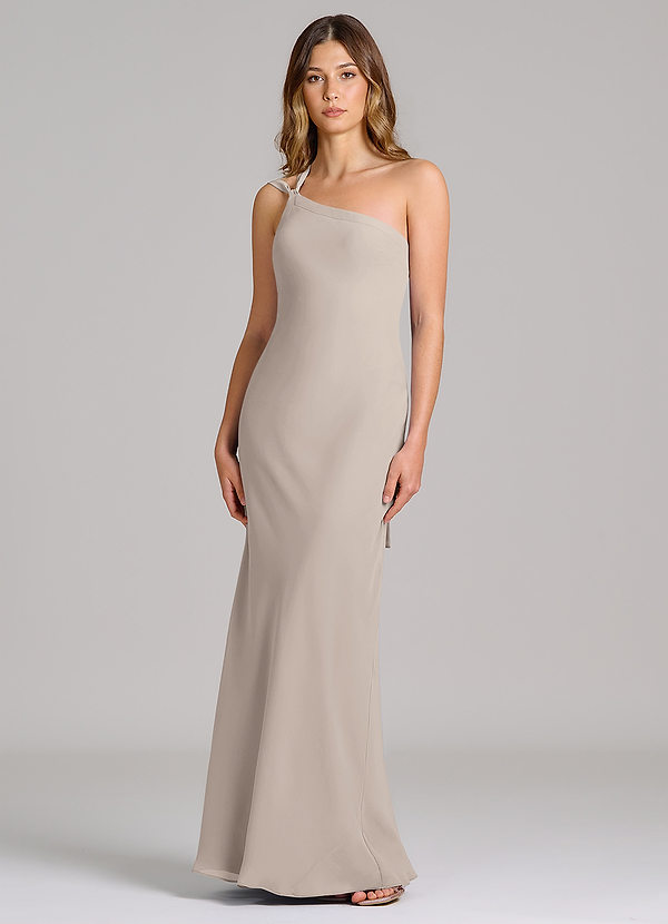 Azazie Monroe Suknie dla druhen Osłona Jedno ramię Szyfon Do ziemi Sukienka image1