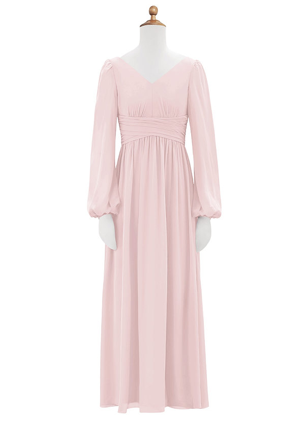 Azazie Norah Junior Blushing Pink A-Line Pleated Chiffon Dress image1