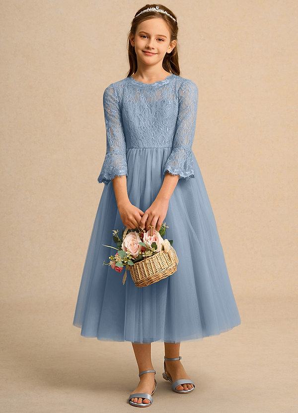 Azazie Lamb Girl Blumenkinder Kleider Ballkleid Spitze Kleid Staubblau image1