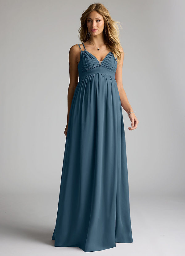 Azazie Emree Maternity Bridesmaid Dresses A-Line Chiffon Floor-Length Dress image1