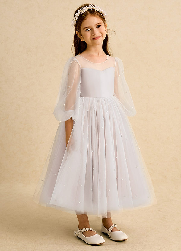 Azazie Trudy Flower Girl Dresses Rose Petal Ball-Gown Sweetheart Neckline Tulle Dress image1